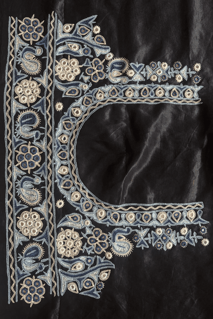 Ahir Hand Embroidery Blouse Piece - (Black)