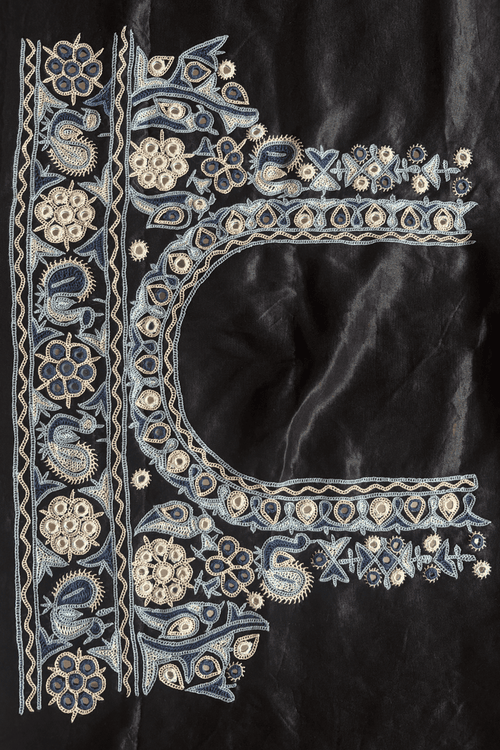 Ahir Hand Embroidery Blouse Piece - (Black)