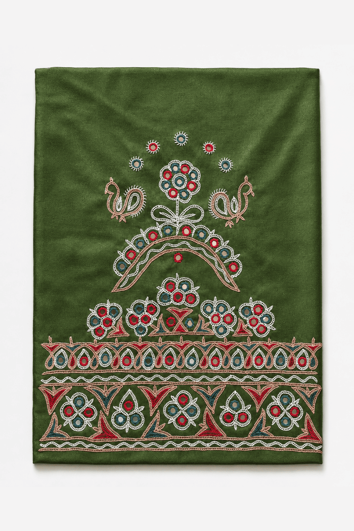 Ahir Hand Embroidery Blouse Piece - (Green)