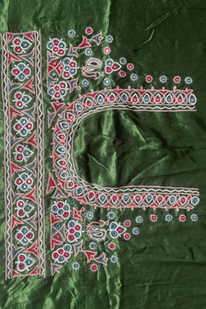 Ahir Hand Embroidery Blouse Piece - (Green)