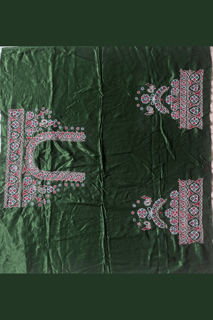 Ahir Hand Embroidery Blouse Piece - (Green)