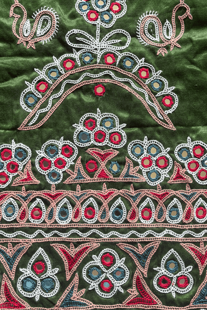 Ahir Hand Embroidery Blouse Piece - (Green)