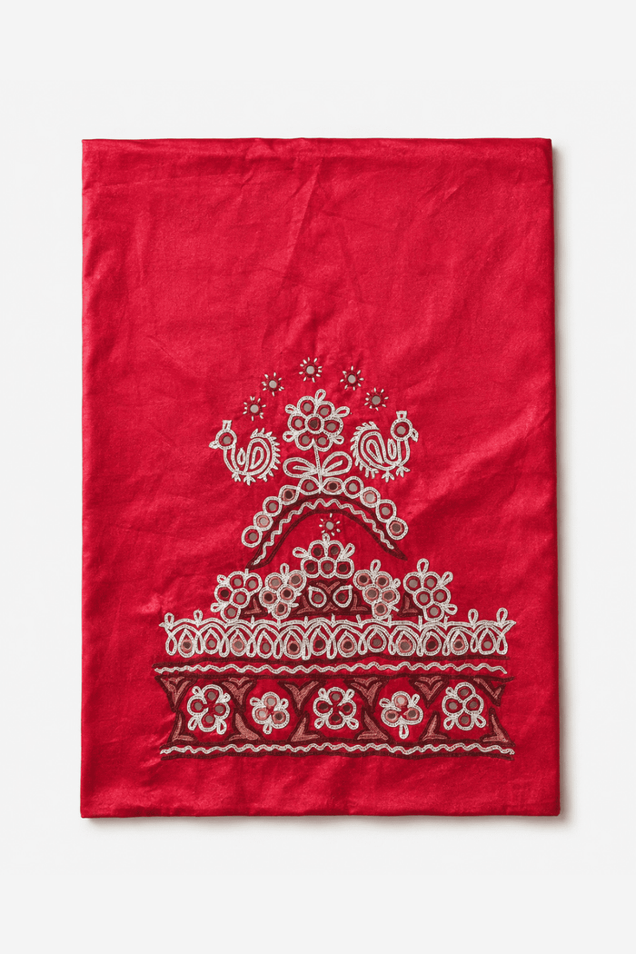 Ahir Hand Embroidery Blouse Piece - (Pink)