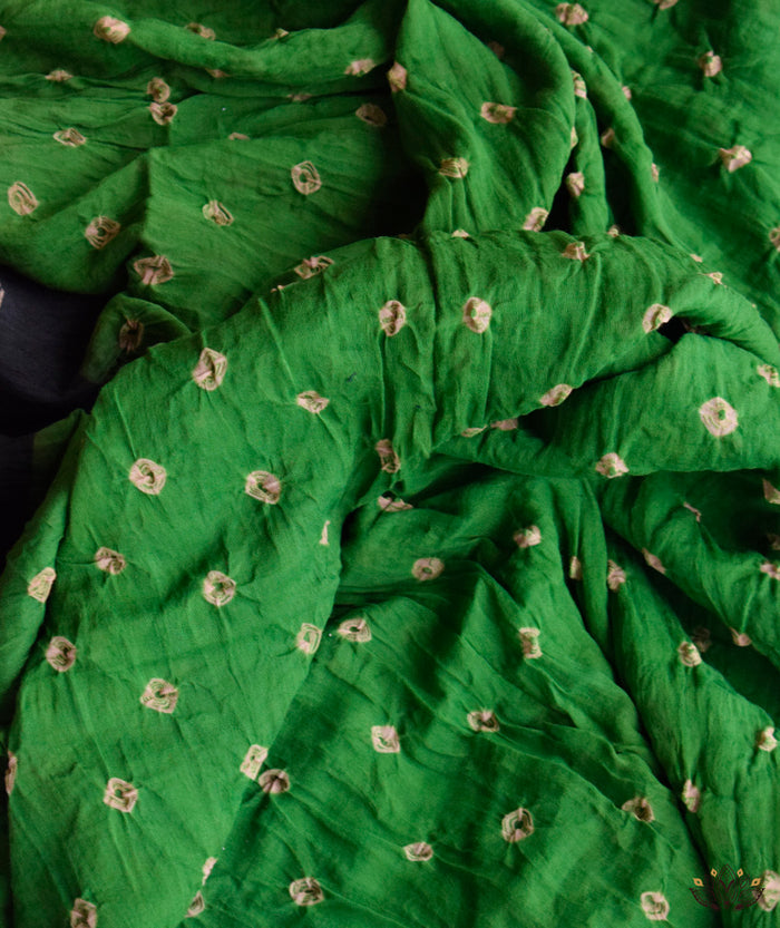 Ajrakh Bandhini Cotton hand block printed saree