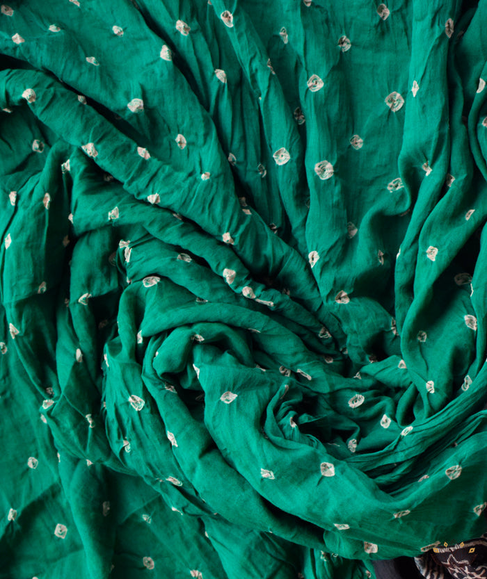 Ajrakh Bandhini Cotton hand block printed saree