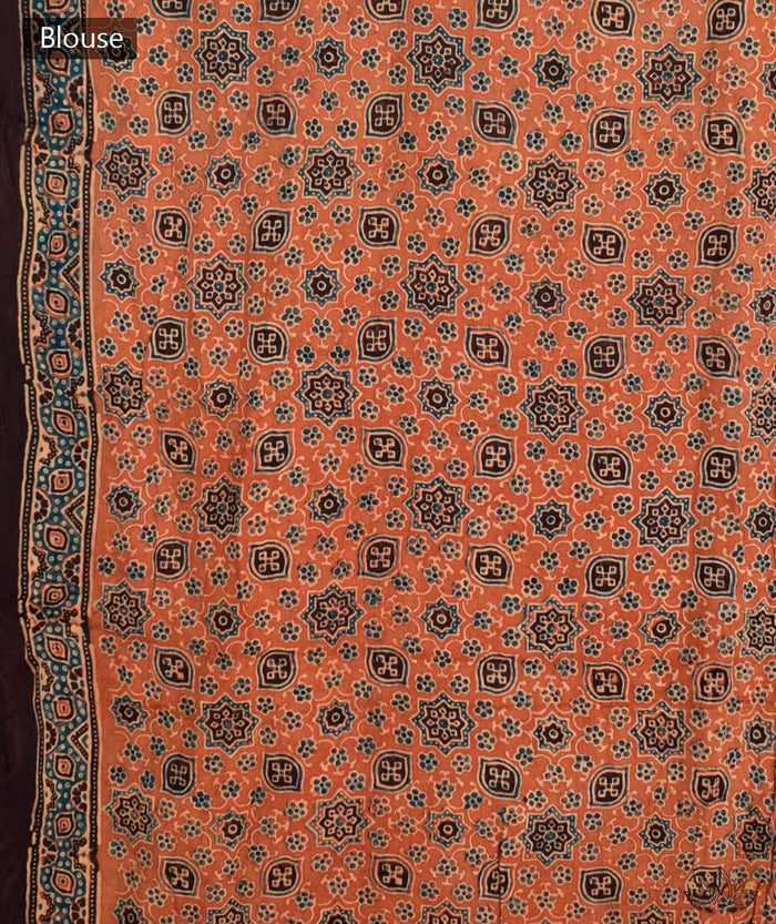 AJRAKH BANDHINI HAND BLOCK PRINTED SILK SAREE