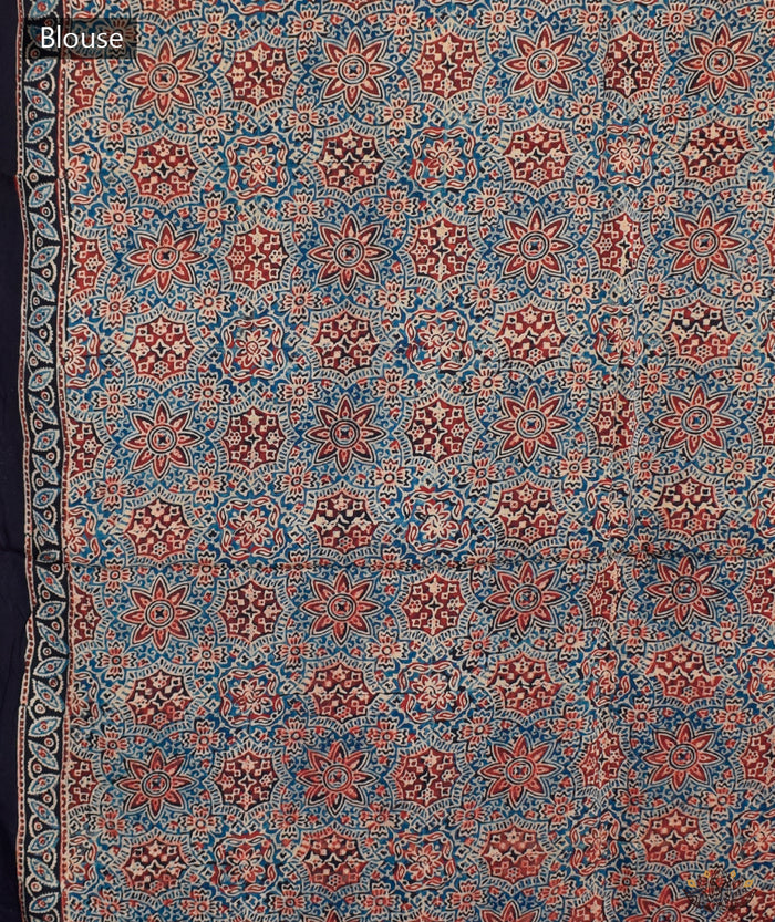 AJRAKH BANDHINI HAND BLOCK PRINTED SILK SAREE