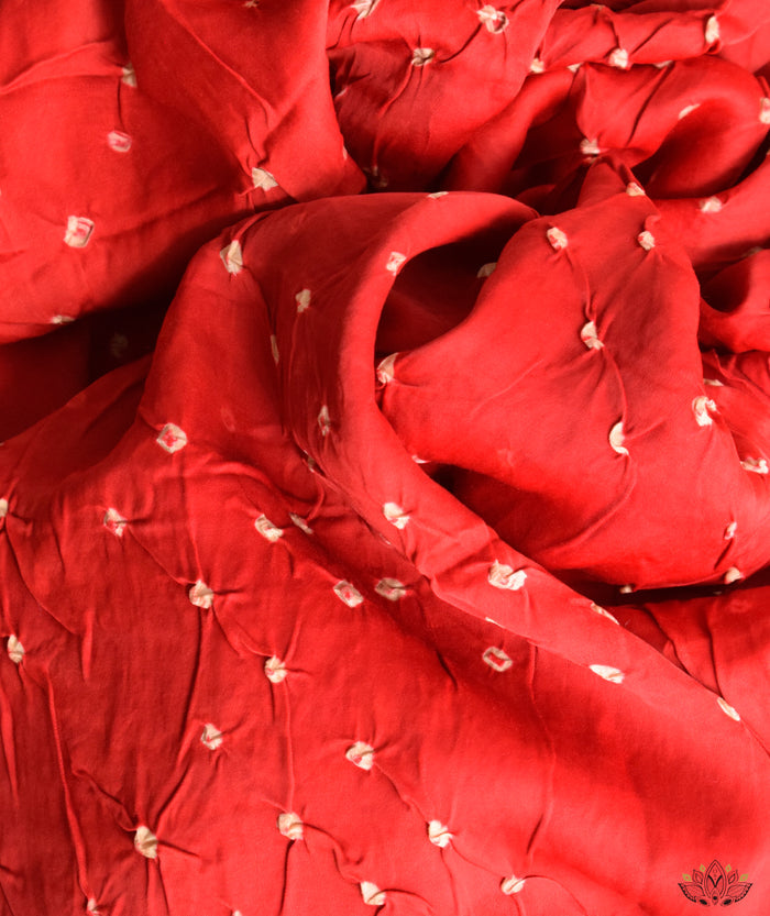 AJRAKH BANDHINI HAND BLOCK PRINTED SILK SAREE
