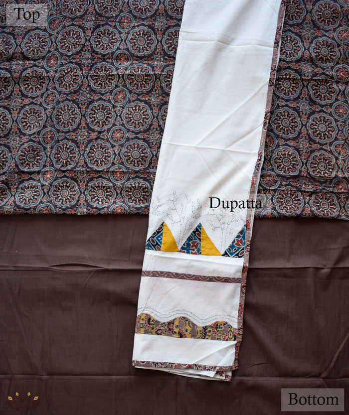 Ajrakh Barmer Applique Suit (three piece)