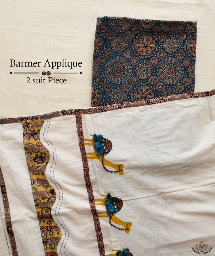 Ajrakh Barmer Applique Suit (two piece)