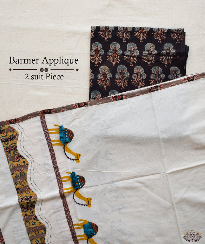 Ajrakh Barmer Applique Suit (two piece)