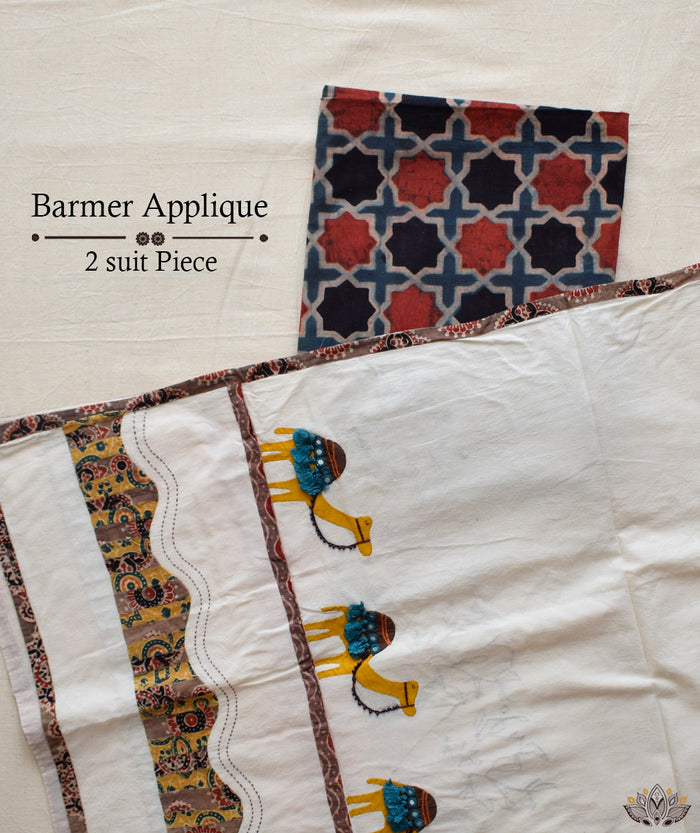 Ajrakh Barmer Applique Suit (two piece)