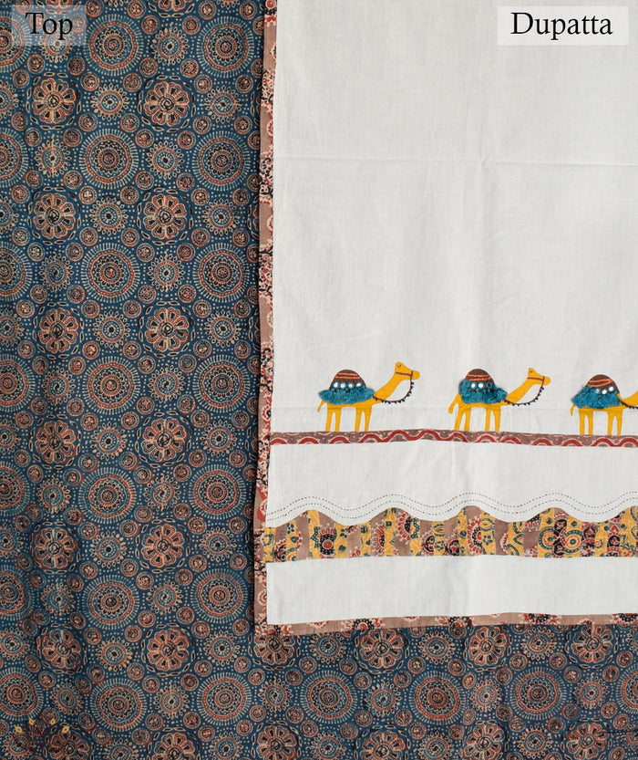 Ajrakh Barmer Applique Suit (two piece)