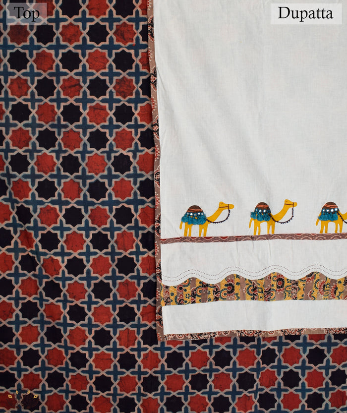 Ajrakh Barmer Applique Suit (two piece)