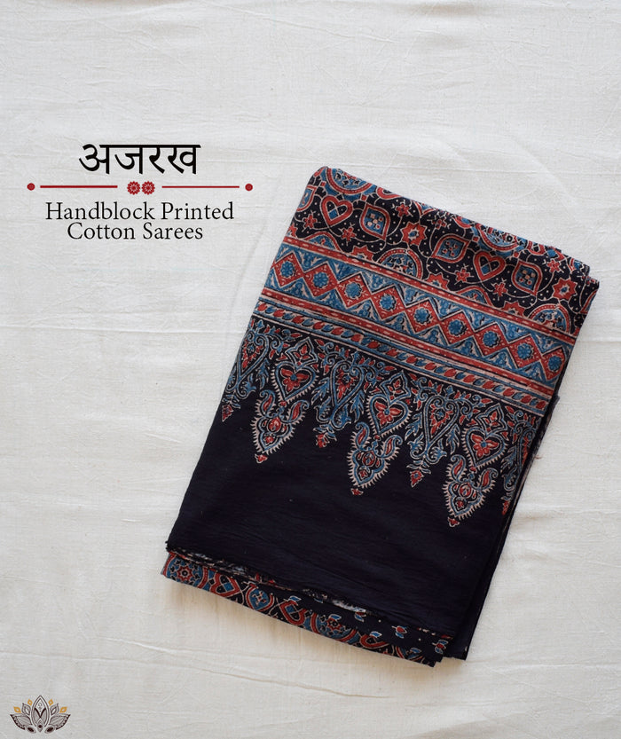 AJRAKH COTTON HAND BLOCK PRINTED SAREE