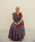 Ajrakh cotton hand block printed saree