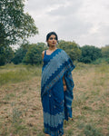 Ajrakh Cotton hand block printed saree