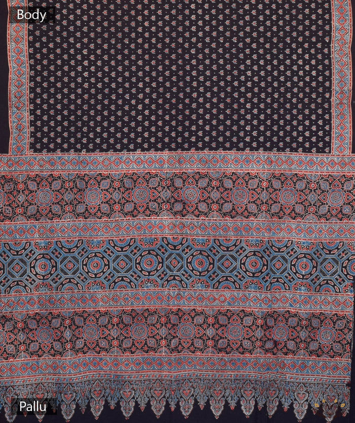 AJRAKH COTTON HAND BLOCK PRINTED SAREE