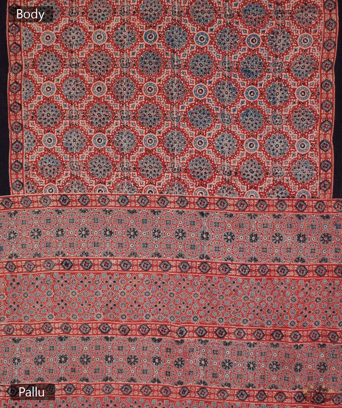 AJRAKH COTTON HAND BLOCK PRINTED SAREE