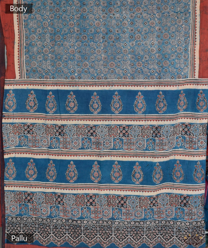 AJRAKH COTTON HAND BLOCK PRINTED SAREE