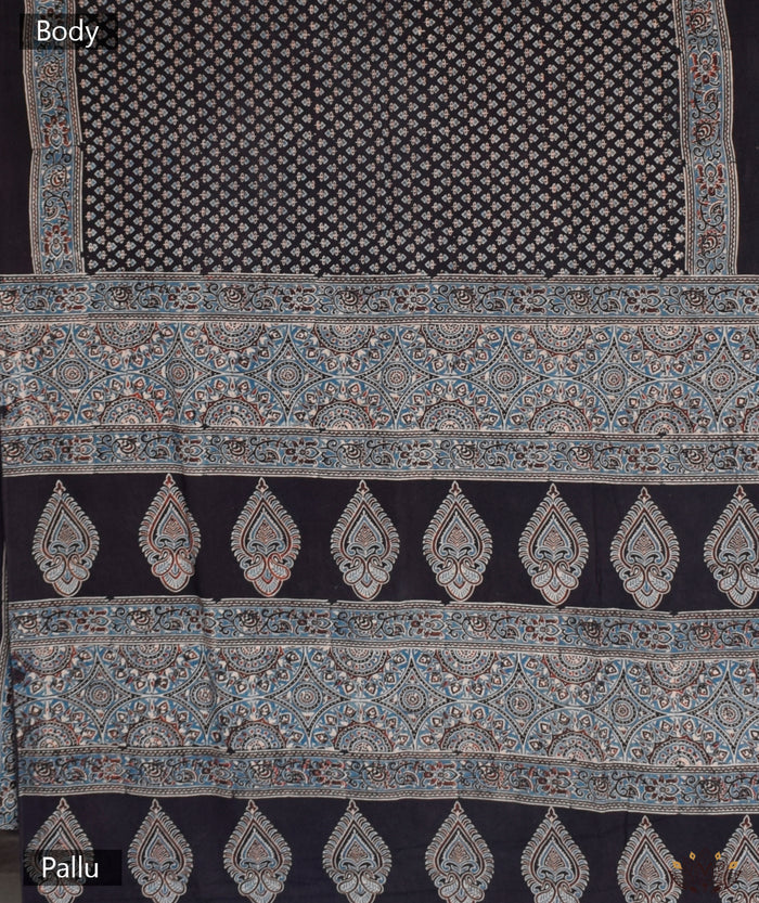 AJRAKH COTTON HAND BLOCK PRINTED SAREE