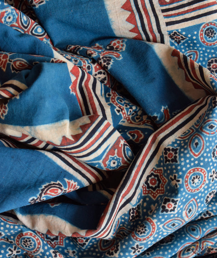 AJRAKH COTTON HAND BLOCK PRINTED SAREE