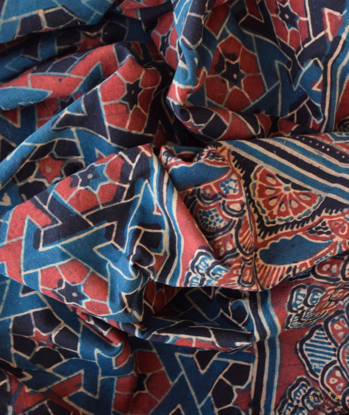AJRAKH COTTON HAND BLOCK PRINTED SAREE