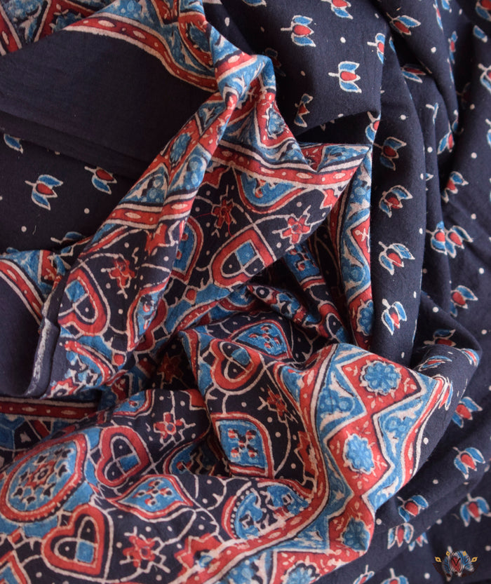 AJRAKH COTTON HAND BLOCK PRINTED SAREE