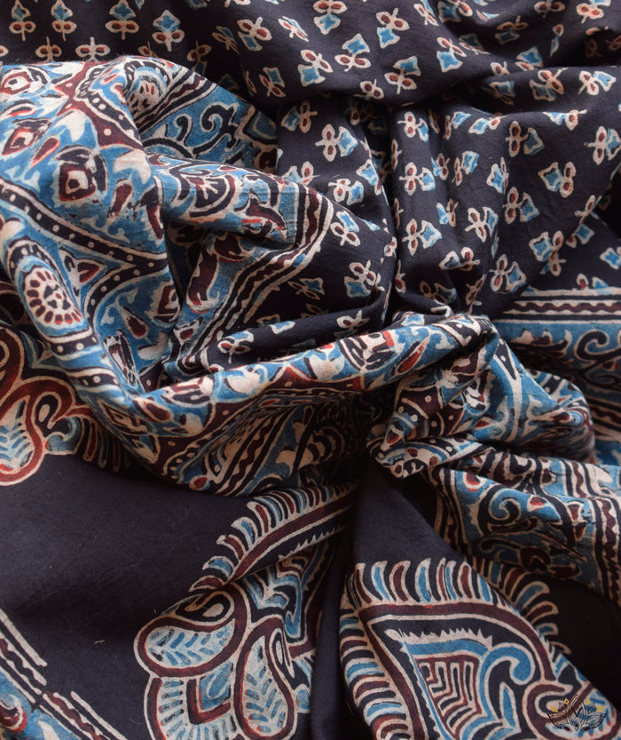 AJRAKH COTTON HAND BLOCK PRINTED SAREE