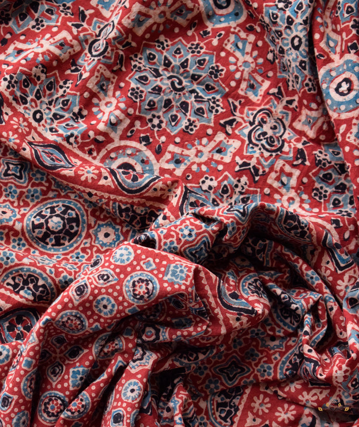 AJRAKH COTTON HAND BLOCK PRINTED SAREE