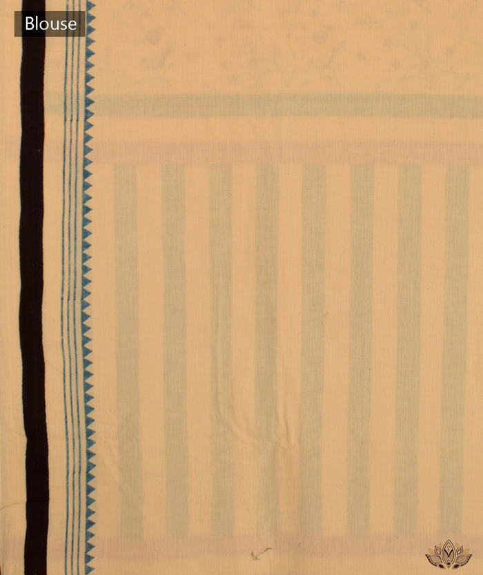 Ajrakh Cotton hand block printed saree