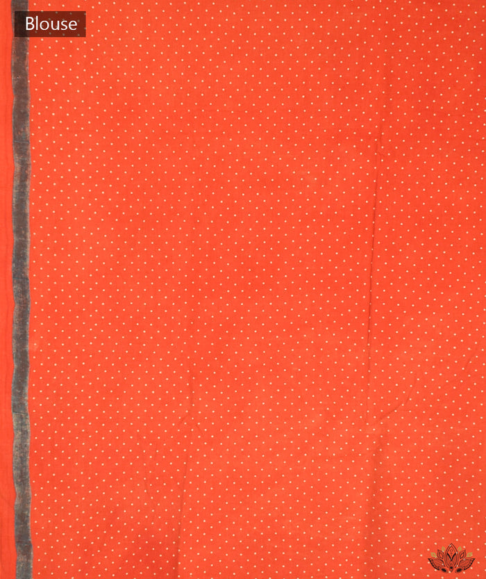 Ajrakh Cotton hand block printed saree