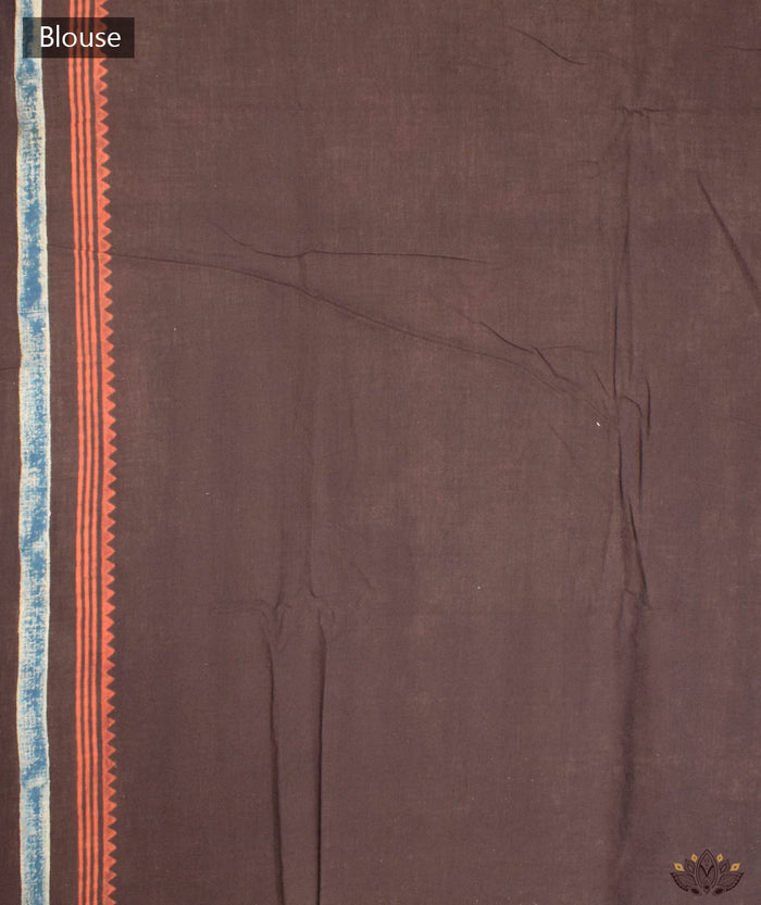 Ajrakh Cotton hand block printed saree