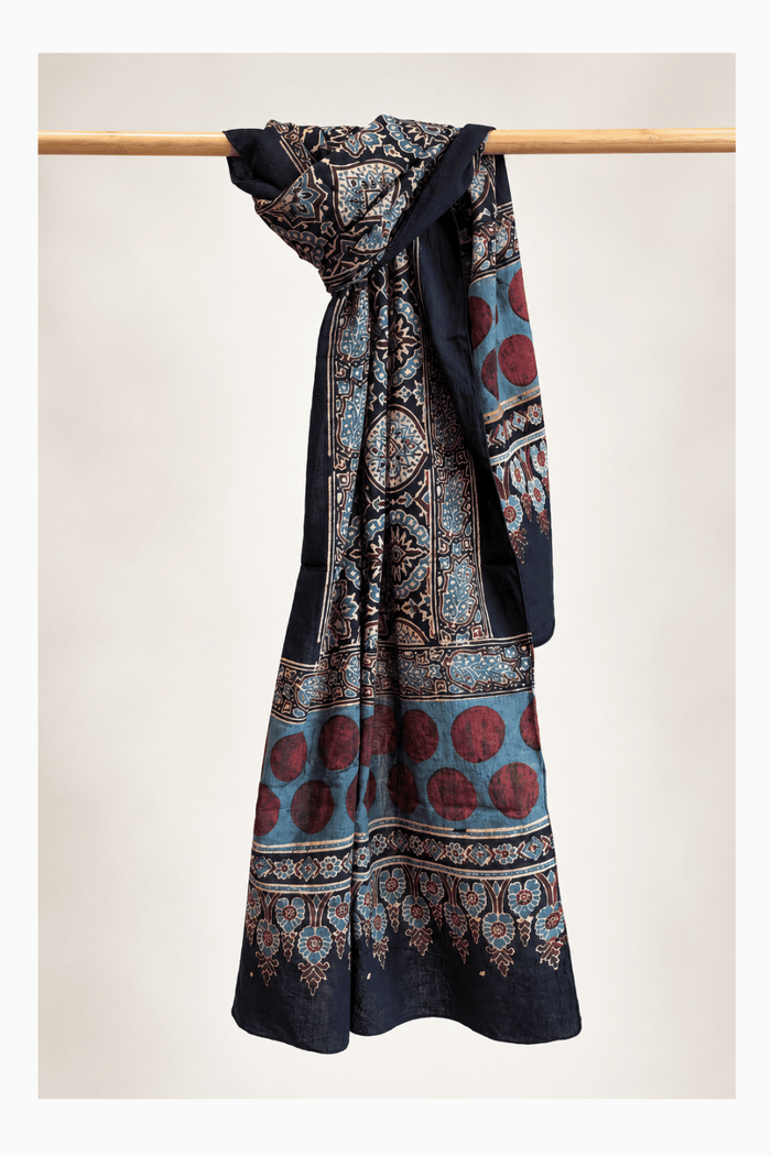 Ajrakh Cotton hand block printed stole