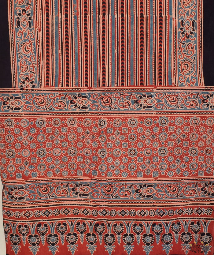 Ajrakh Cotton hand block printed stole