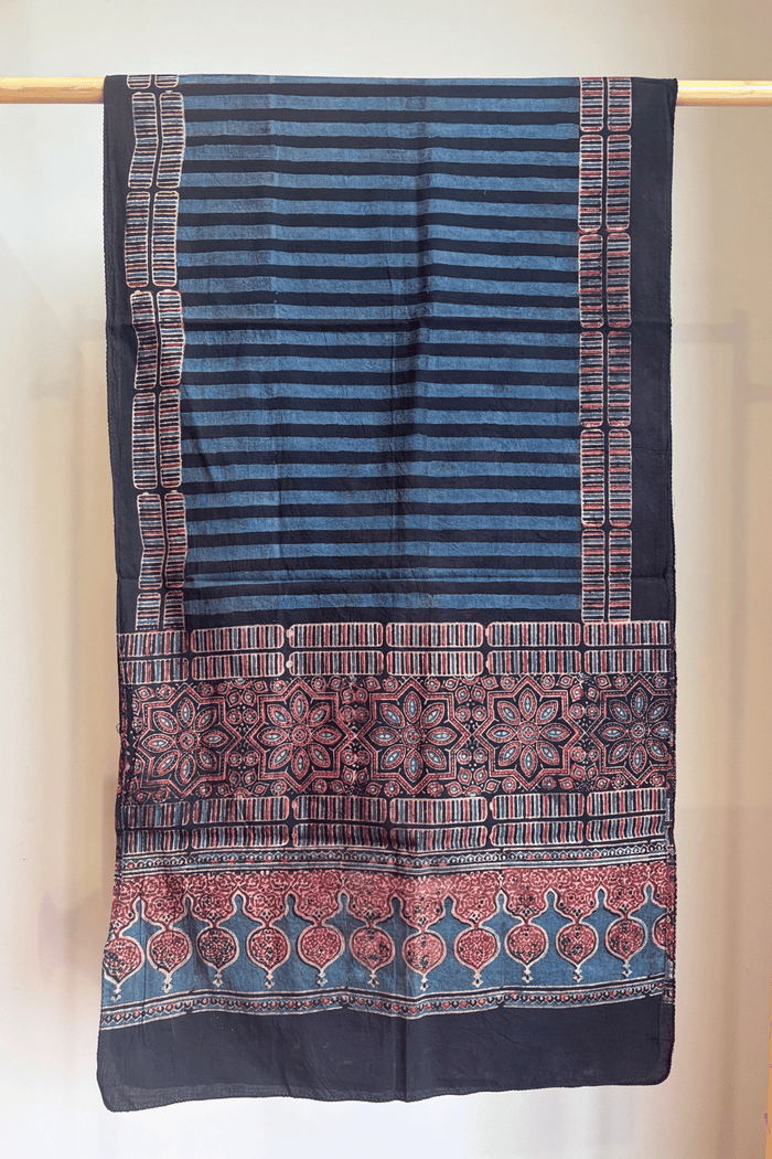 Ajrakh Cotton hand block printed stole