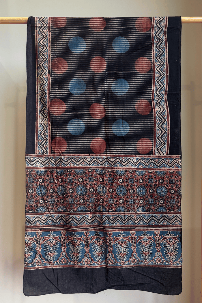 Ajrakh Cotton hand block printed stole