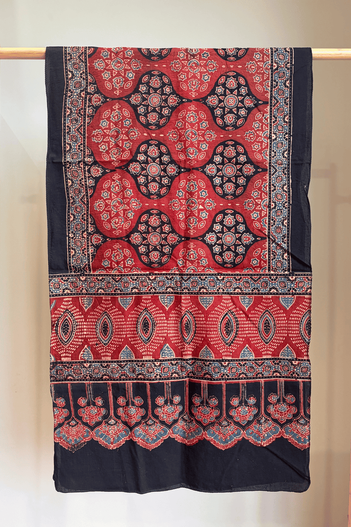 Ajrakh Cotton hand block printed stole
