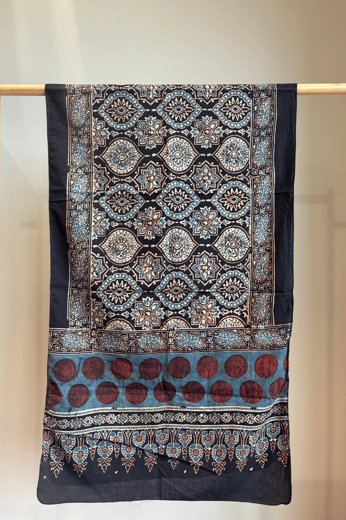 Ajrakh Cotton hand block printed stole