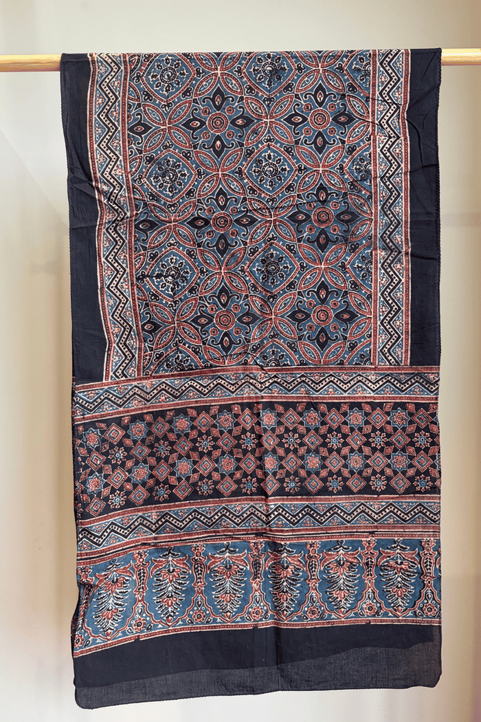 Ajrakh Cotton hand block printed stole