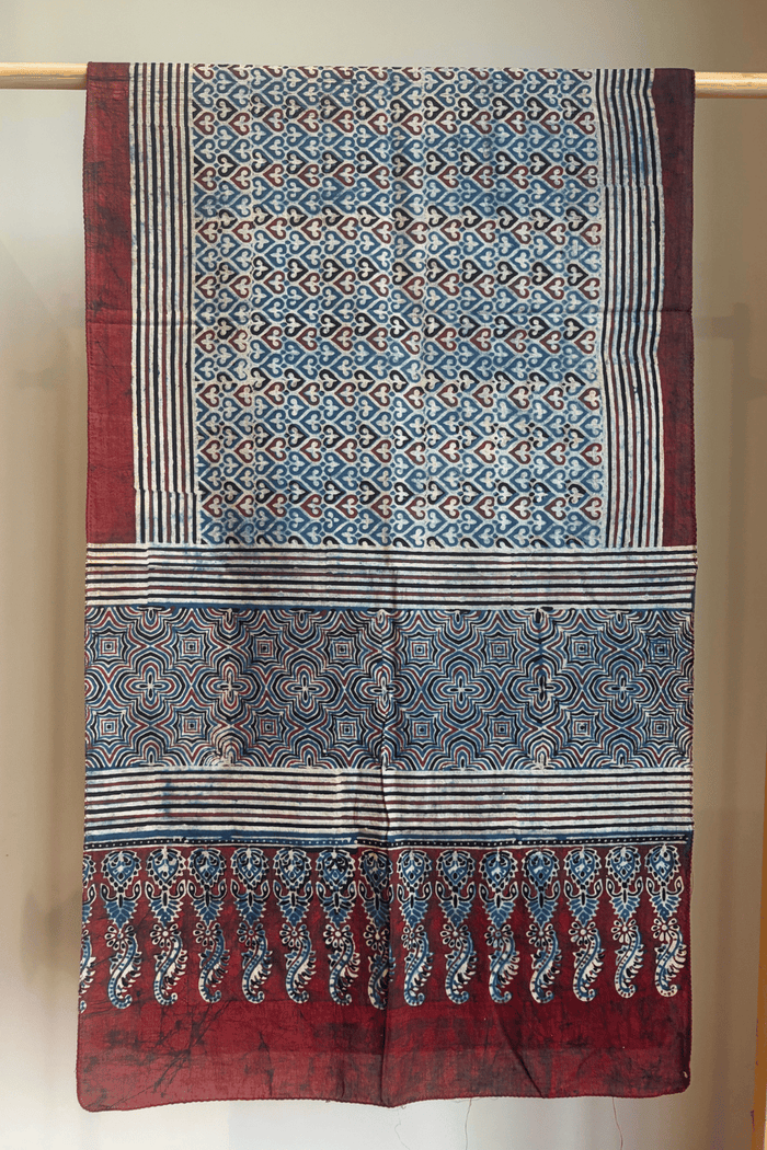 Ajrakh Cotton hand block printed stole