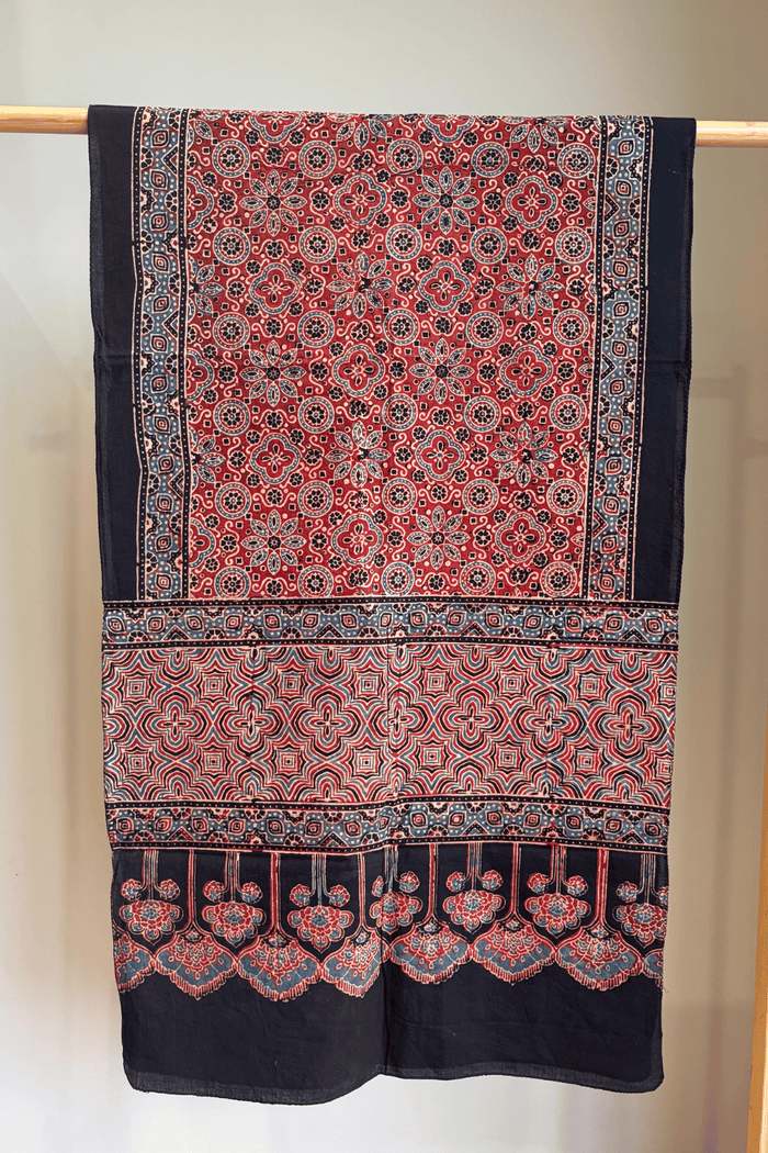 Ajrakh Cotton hand block printed stole