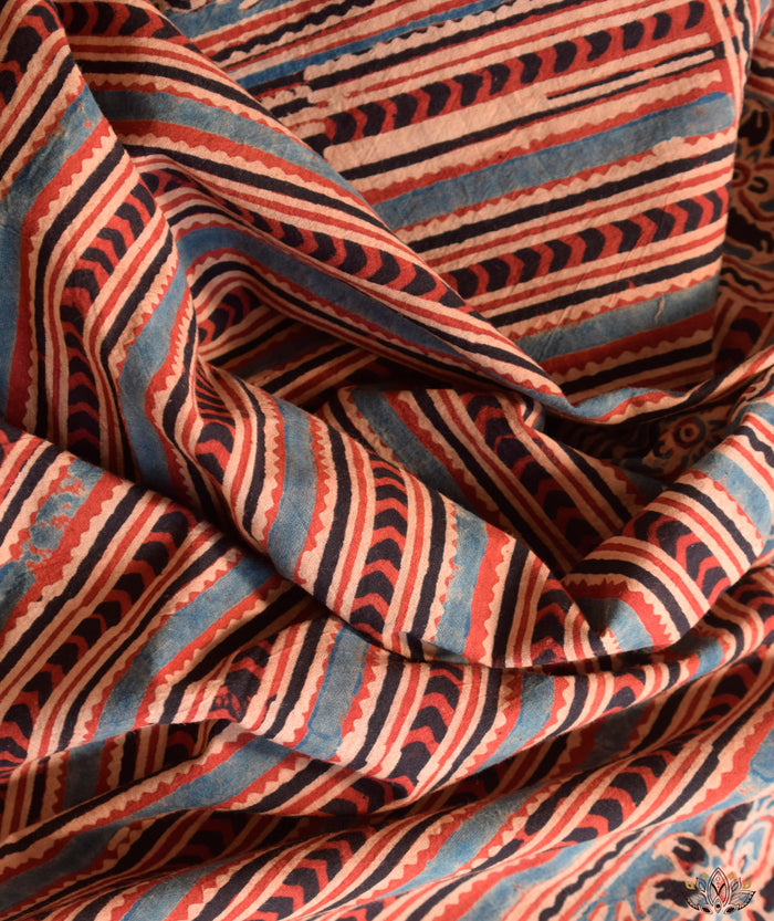 Ajrakh Cotton hand block printed stole