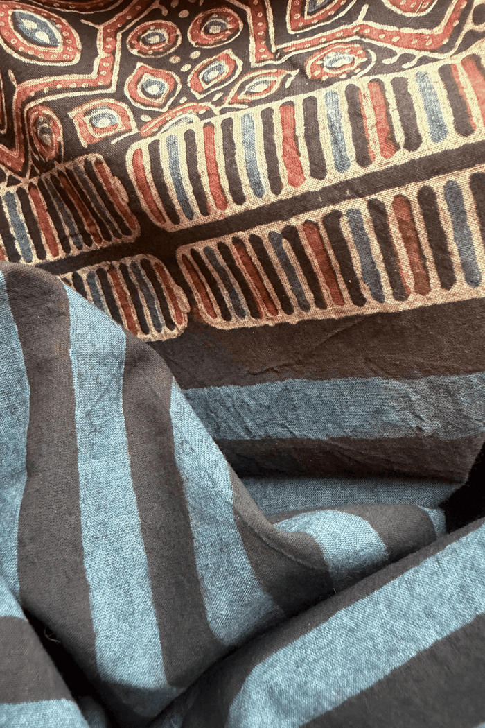 Ajrakh Cotton hand block printed stole