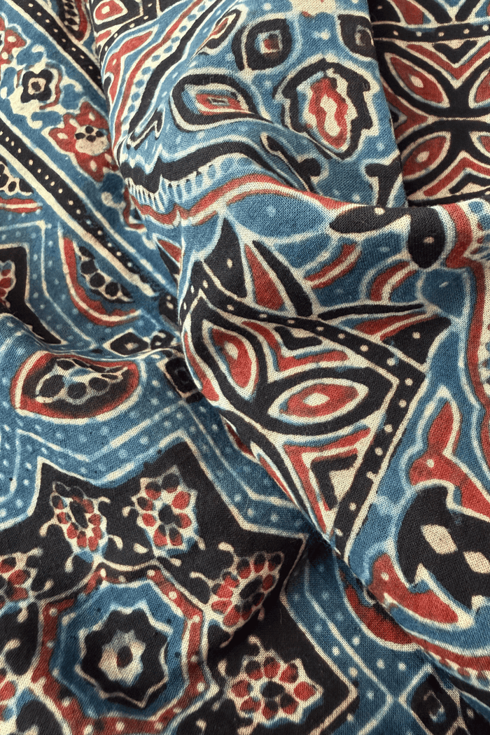 Ajrakh Cotton hand block printed stole