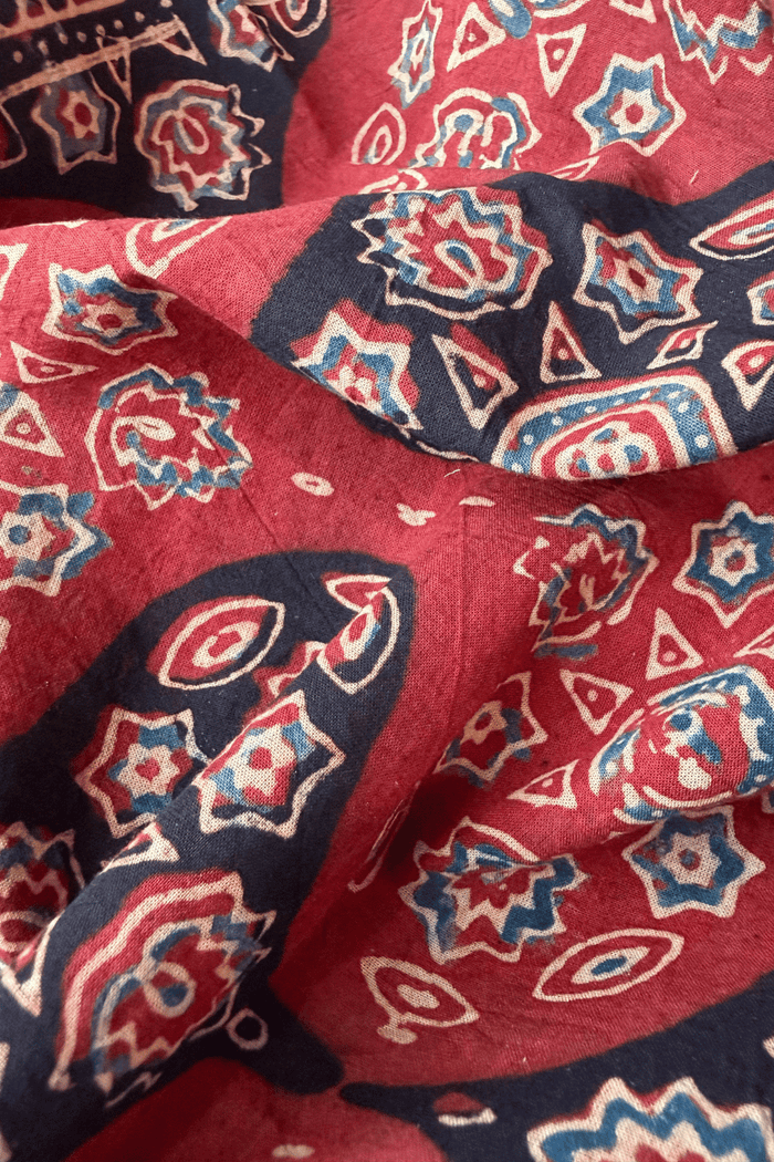 Ajrakh Cotton hand block printed stole