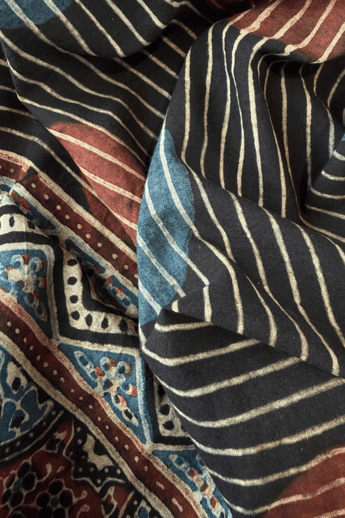 Ajrakh Cotton hand block printed stole