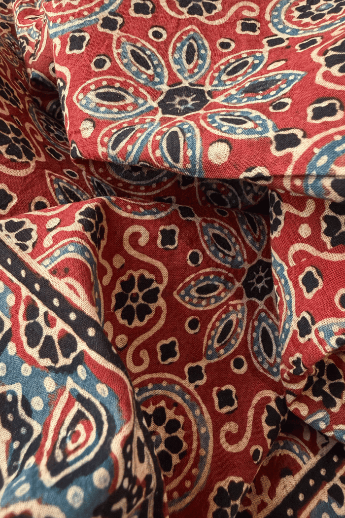 Ajrakh Cotton hand block printed stole
