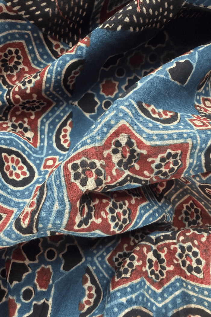 Ajrakh Cotton hand block printed stole