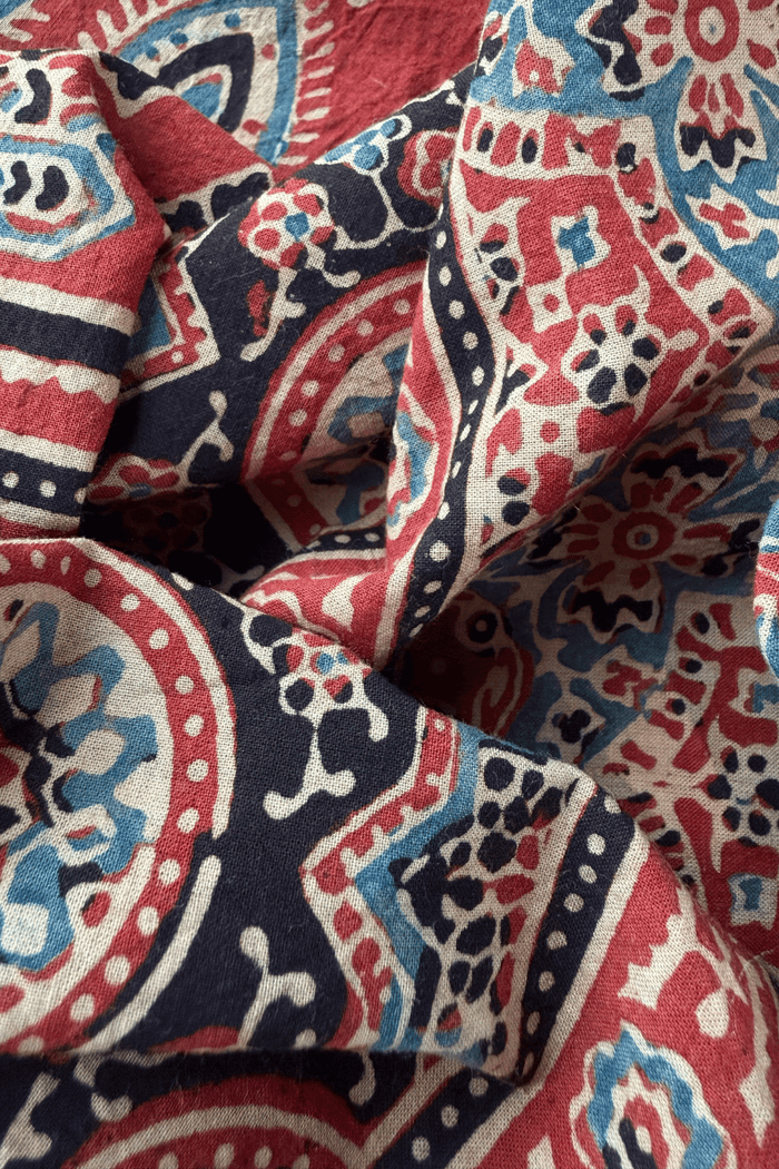 Ajrakh Cotton hand block printed stole